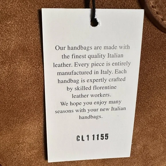 Viral Claudia Firenze Cognac Suede Leather Tote Satchel Bag NWT - Picture 6 of 6